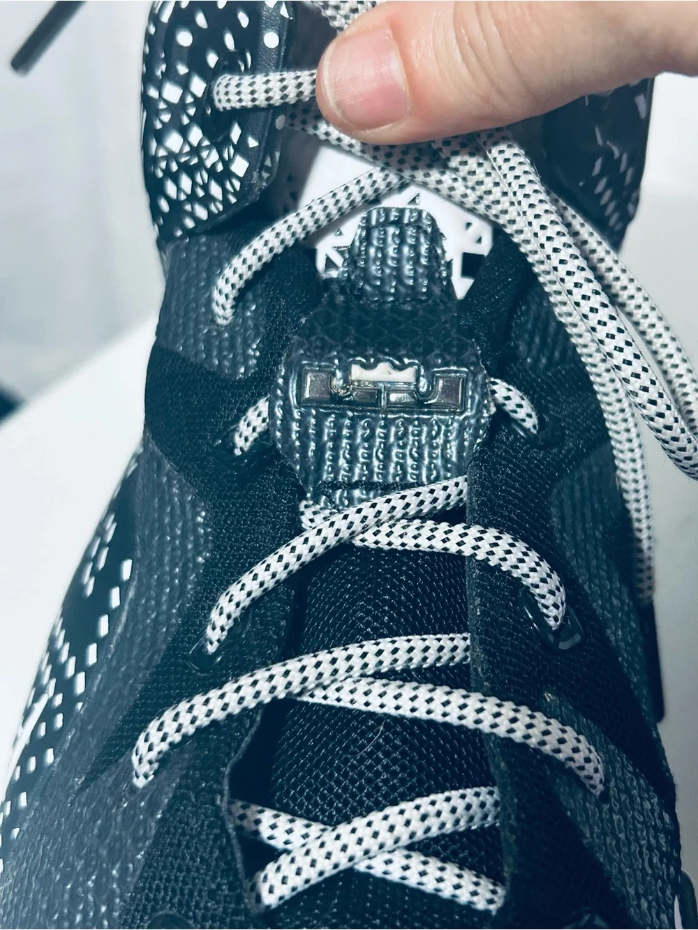 Nike LeBron 12 BHM Kids Black and White Patterned Basketball Sneakers